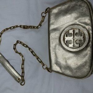 Tory Burch Gold Clutch with Gold Chain